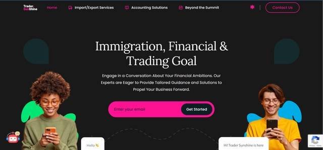 Screenshot of Trader SunShine website